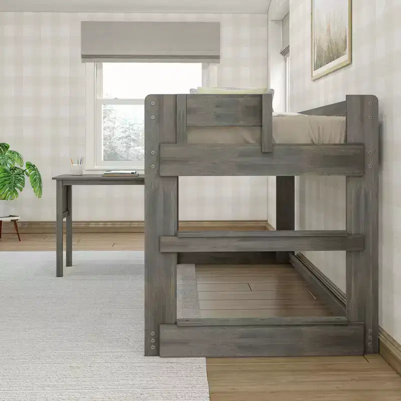 Lit mezzanine en bois massif Max & Lily avec bureau, lit mezzanine moderne de style ferme pour enfants