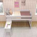 Lit mezzanine en bois massif Max & Lily avec bureau, lit mezzanine moderne de style ferme pour enfants