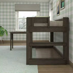 Lit mezzanine en bois massif Max & Lily avec bureau, lit mezzanine moderne de style ferme pour enfants