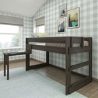 Lit mezzanine en bois massif Max & Lily avec bureau, lit mezzanine moderne de style ferme pour enfants