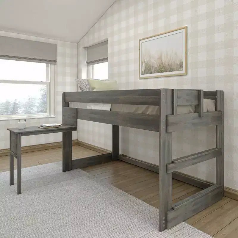 Lit mezzanine en bois massif Max & Lily avec bureau, lit mezzanine moderne de style ferme pour enfants