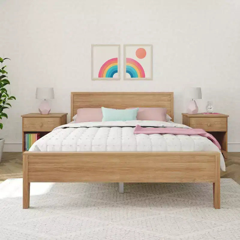 Cadre de lit double Max & Lily, plateforme classique en bois massif avec tête de lit pour enfants