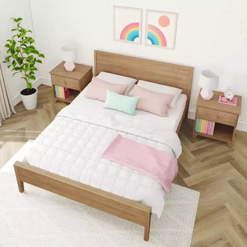 Cadre de lit double Max & Lily, plateforme classique en bois massif avec tête de lit pour enfants