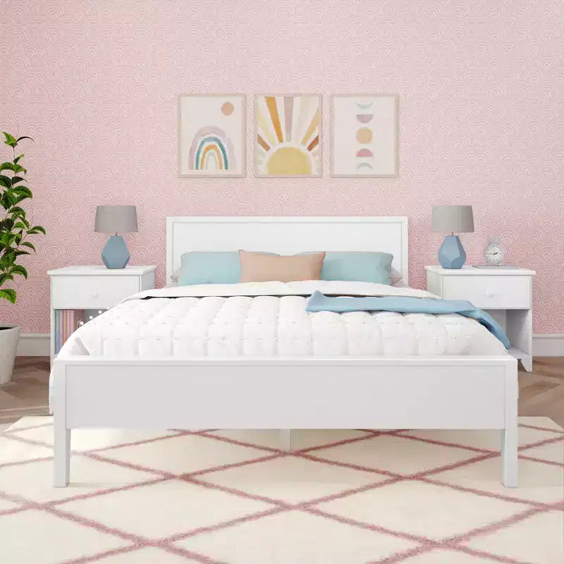 Cadre de lit double Max & Lily, plateforme classique en bois massif avec tête de lit pour enfants