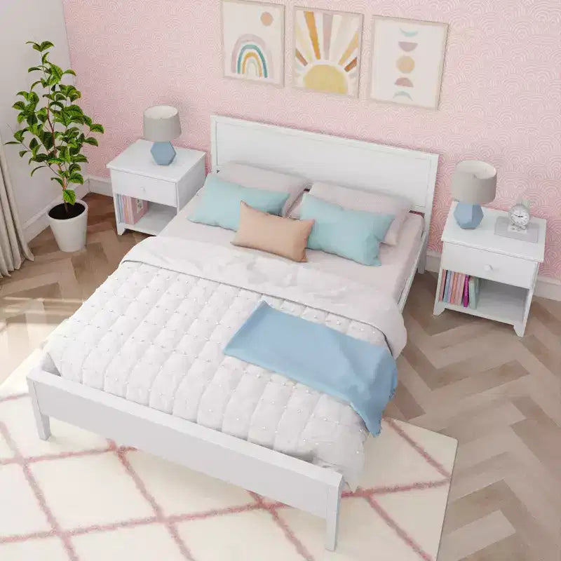 Cadre de lit double Max & Lily, plateforme classique en bois massif avec tête de lit pour enfants