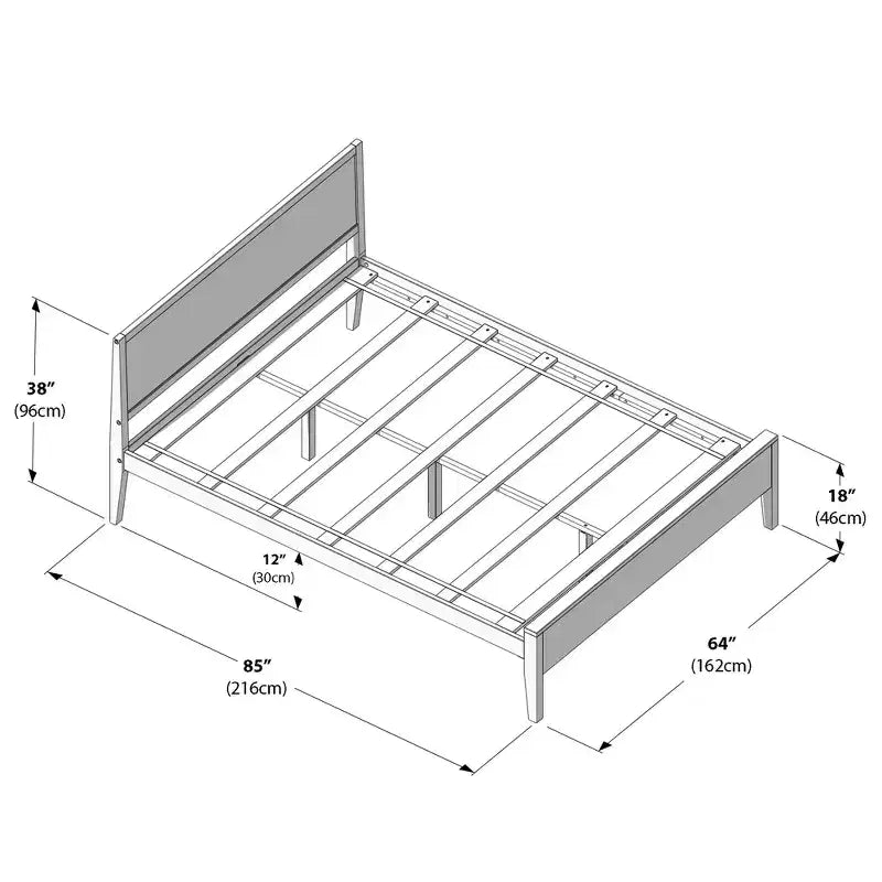 Cadre de lit double Max & Lily, plateforme classique en bois massif avec tête de lit pour enfants