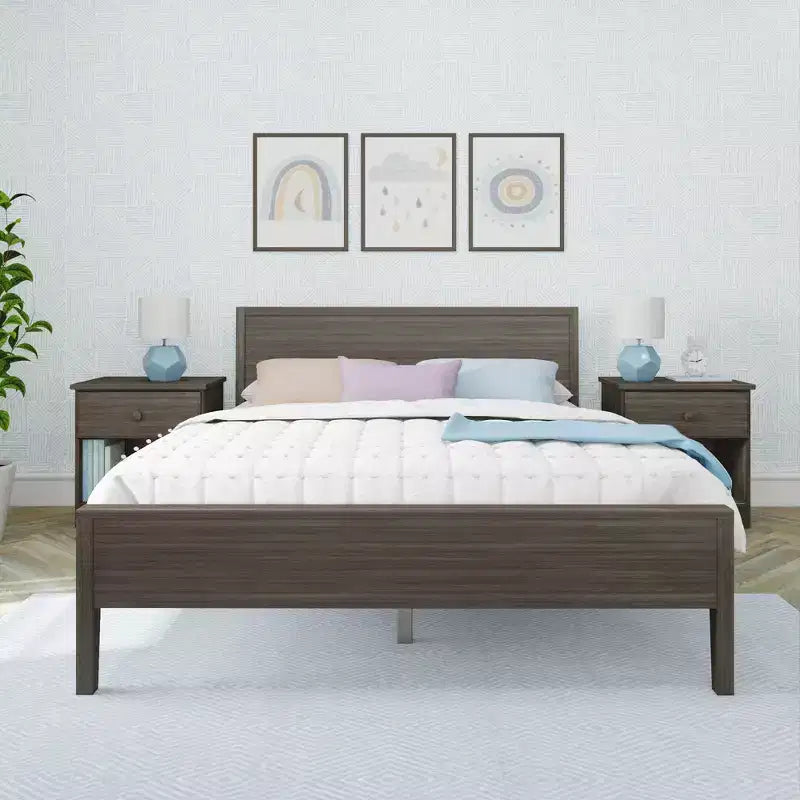 Cadre de lit double Max & Lily, plateforme classique en bois massif avec tête de lit pour enfants