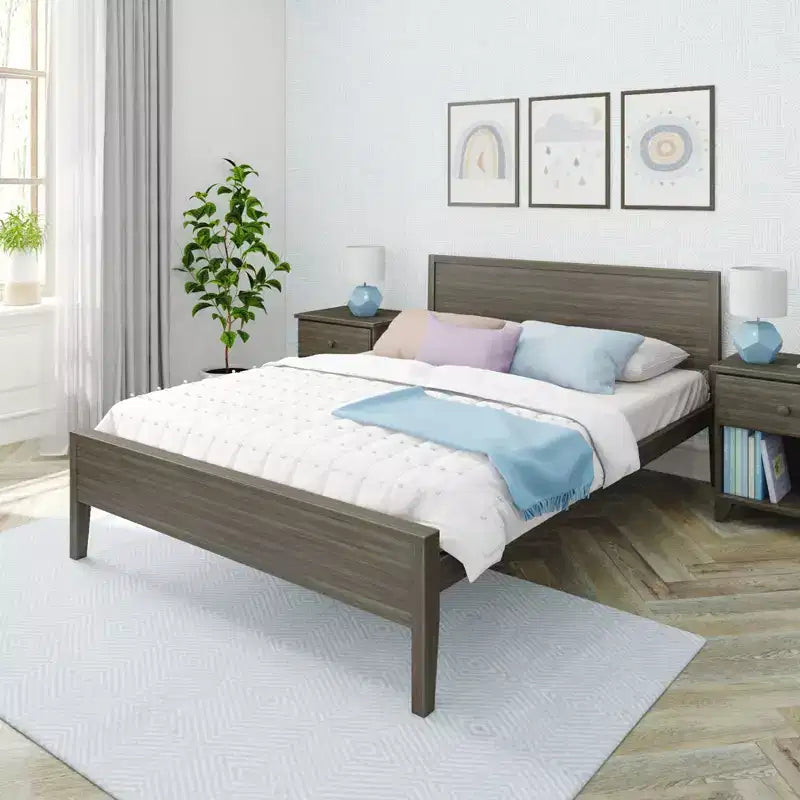 Cadre de lit double Max & Lily, plateforme classique en bois massif avec tête de lit pour enfants