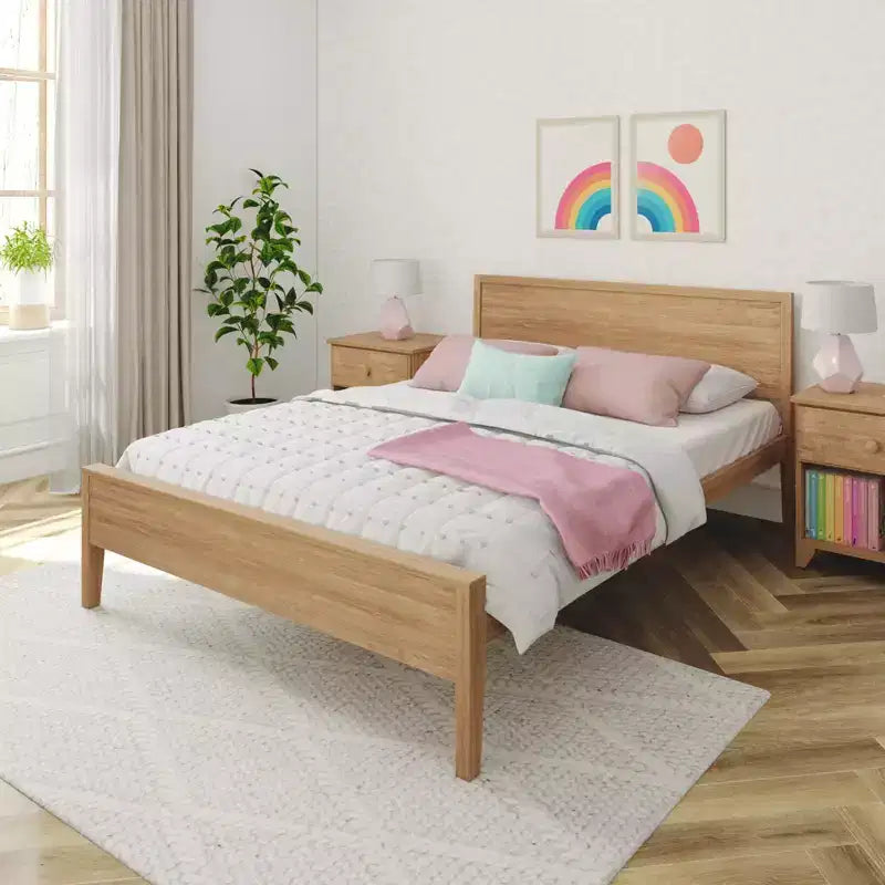 Cadre de lit double Max & Lily, plateforme classique en bois massif avec tête de lit pour enfants