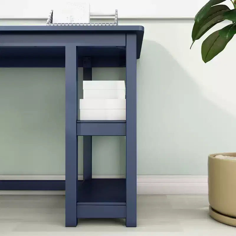 Bureau en bois massif en L Max & Lily, bureau d'angle pour bureau à domicile, jeux, ordinateur, étagères de rangement