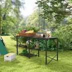 Cuisine de camping pliable Outsunny, station de cuisson avec support de lampe réglable