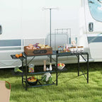 Cuisine de camping pliable Outsunny, station de cuisson avec support de lampe réglable