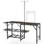Cuisine de camping pliable Outsunny, station de cuisson avec support de lampe réglable