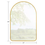 Miroir mural décoratif Dovelina, forme rectangulaire simple et moderne avec bord supérieur arrondi