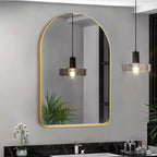 Miroir mural décoratif Dovelina, forme rectangulaire simple et moderne avec bord supérieur arrondi