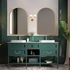 Miroir mural décoratif Dovelina, forme rectangulaire simple et moderne avec bord supérieur arrondi