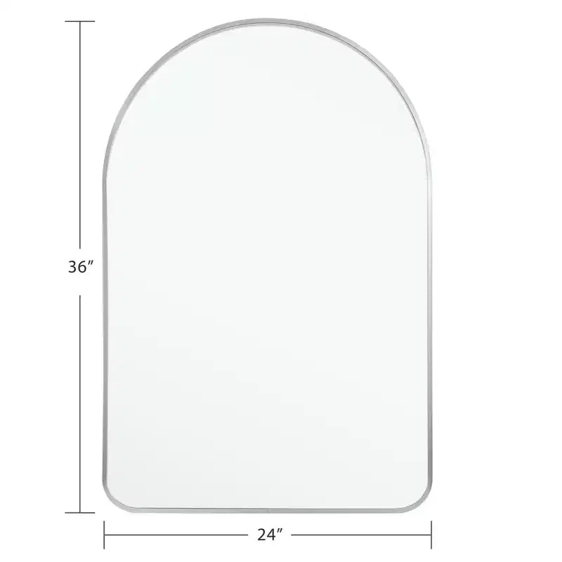 Miroir mural décoratif Dovelina, forme rectangulaire simple et moderne avec bord supérieur arrondi