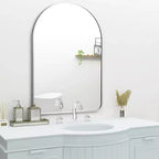 Miroir mural décoratif Dovelina, forme rectangulaire simple et moderne avec bord supérieur arrondi