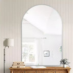 Miroir mural décoratif Dovelina, forme rectangulaire simple et moderne avec bord supérieur arrondi