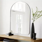 Miroir mural décoratif Dovelina, forme rectangulaire simple et moderne avec bord supérieur arrondi