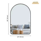 Miroir mural décoratif Dovelina, forme rectangulaire simple et moderne avec bord supérieur arrondi