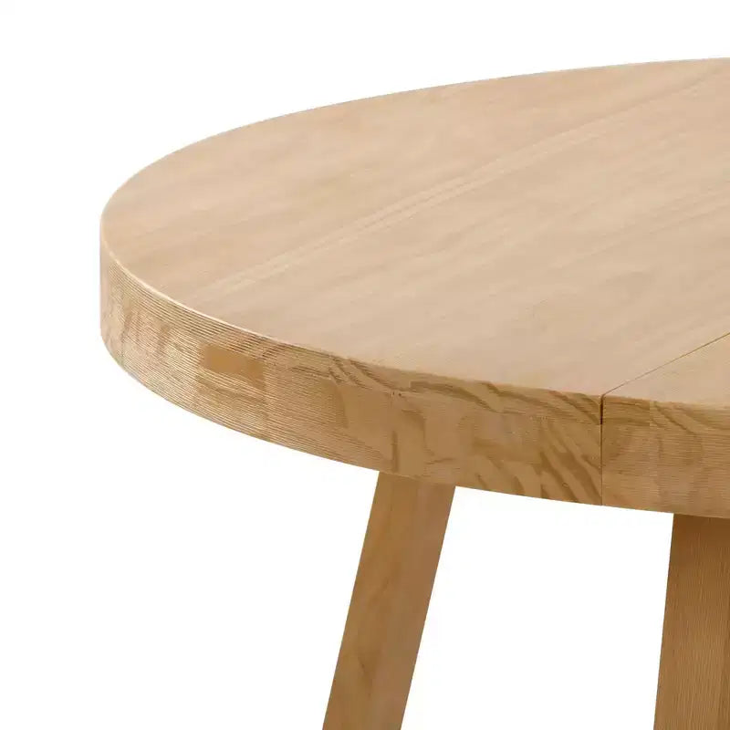 Table à manger ronde Planche+Poutre, table de cuisine en bois massif de 119 cm, table de ferme pour 4 personnes