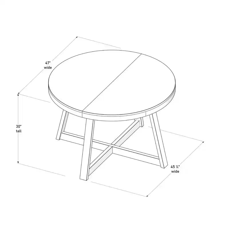 Table à manger ronde Planche+Poutre, table de cuisine en bois massif de 119 cm, table de ferme pour 4 personnes