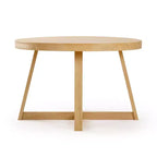 Table à manger ronde Planche+Poutre, table de cuisine en bois massif de 119 cm, table de ferme pour 4 personnes