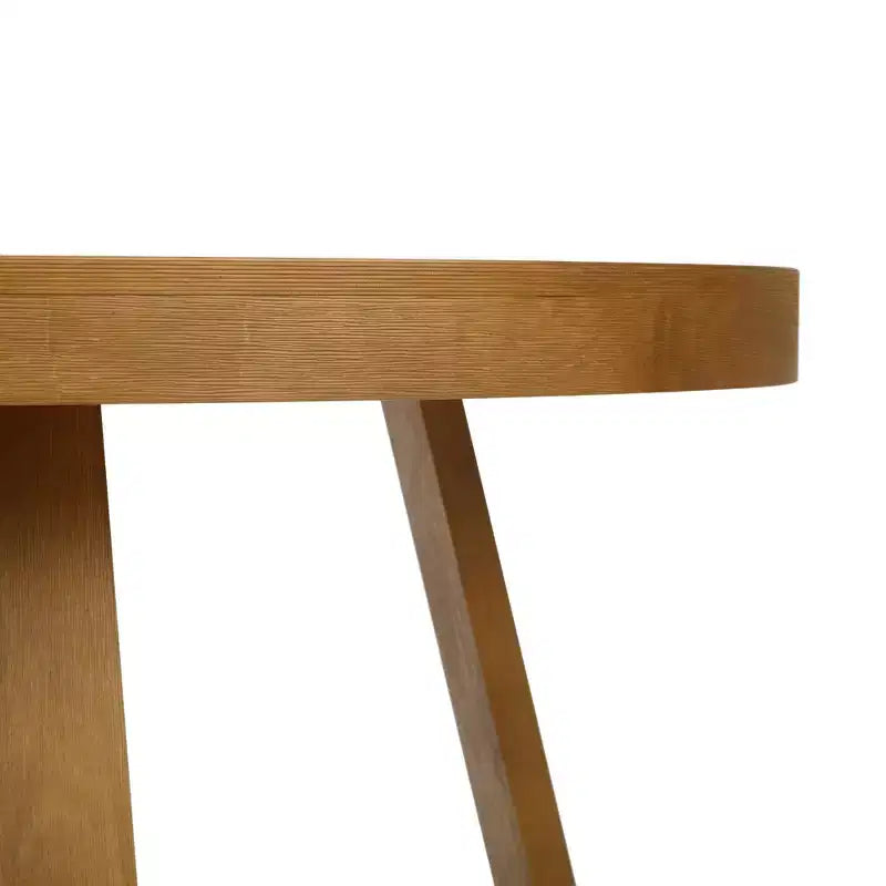 Table à manger ronde Planche+Poutre, table de cuisine en bois massif de 119 cm, table de ferme pour 4 personnes