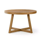 Table à manger ronde Planche+Poutre, table de cuisine en bois massif de 119 cm, table de ferme pour 4 personnes