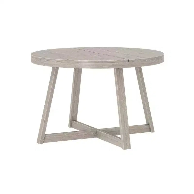 Table à manger ronde Planche+Poutre, table de cuisine en bois massif de 119 cm, table de ferme pour 4 personnes