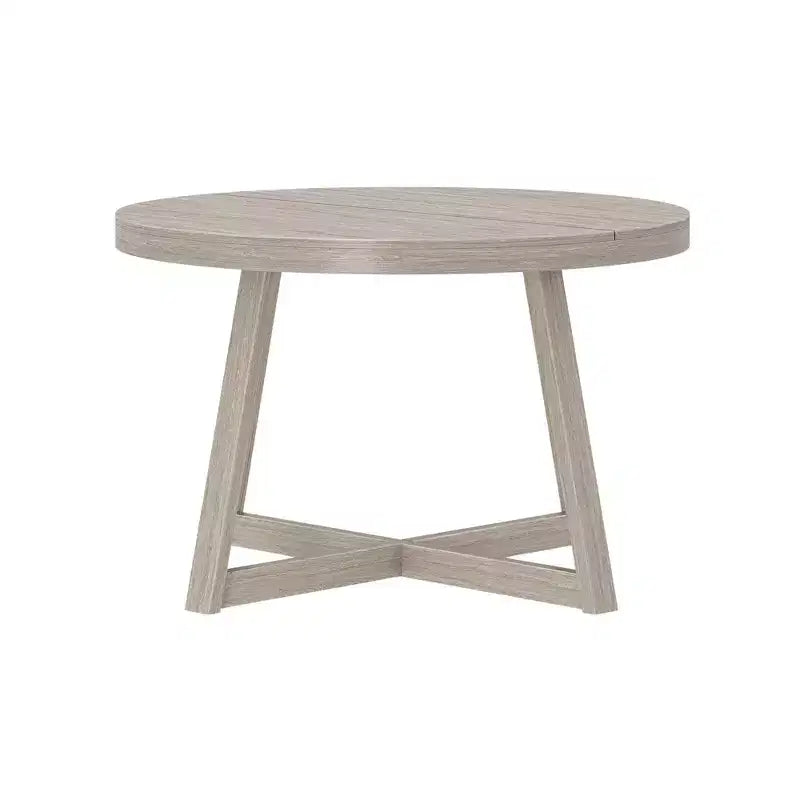 Table à manger ronde Planche+Poutre, table de cuisine en bois massif de 119 cm, table de ferme pour 4 personnes
