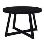 Table à manger ronde Planche+Poutre, table de cuisine en bois massif de 119 cm, table de ferme pour 4 personnes