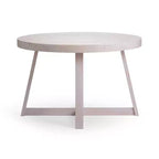 Table à manger ronde Planche+Poutre, table de cuisine en bois massif de 119 cm, table de ferme pour 4 personnes