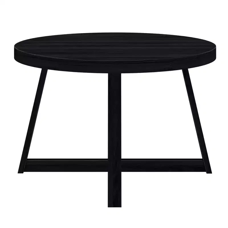 Table à manger ronde Planche+Poutre, table de cuisine en bois massif de 119 cm, table de ferme pour 4 personnes