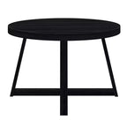 Table à manger ronde Planche+Poutre, table de cuisine en bois massif de 119 cm, table de ferme pour 4 personnes