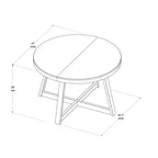 Table à manger ronde Planche+Poutre, table de cuisine en bois massif de 119 cm, table de ferme pour 4 personnes