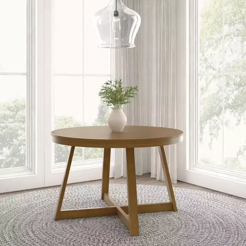 Plank+Beam Round Dining Table, 47 Solid Wood Kitchen Table, Farmhouse Table for 4