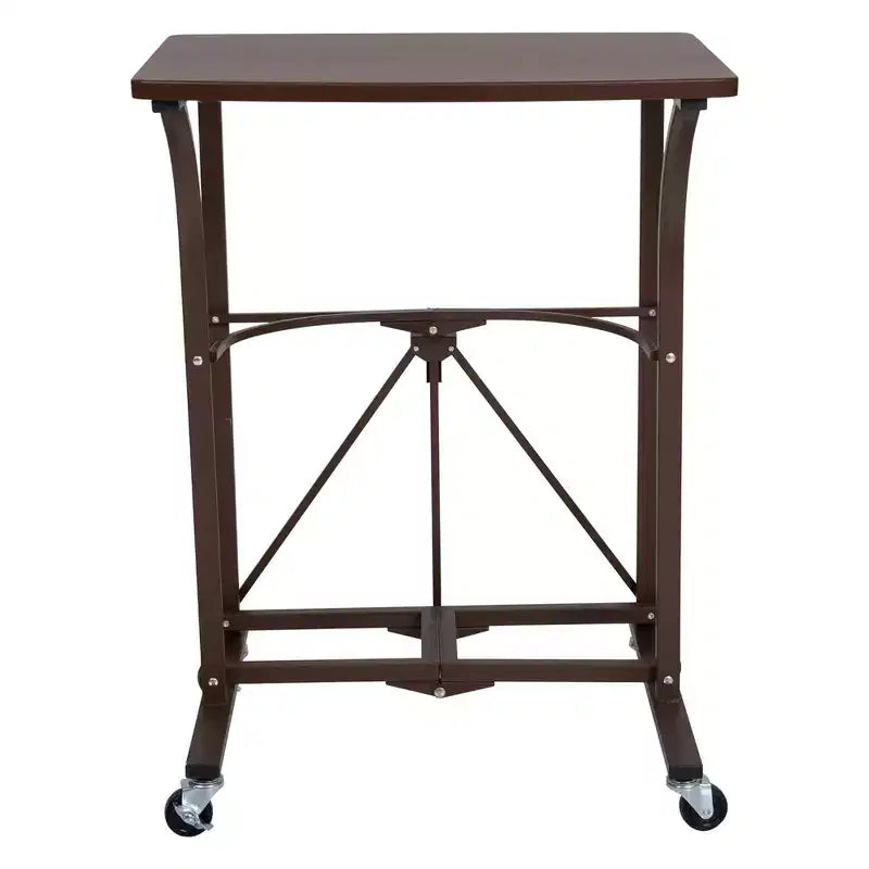 Bureau d'ordinateur pliable Origami pour le bureau, le travail, les étudiants et les jeux, avec roulettes et mécanisme de verrouillage, bronze vintage