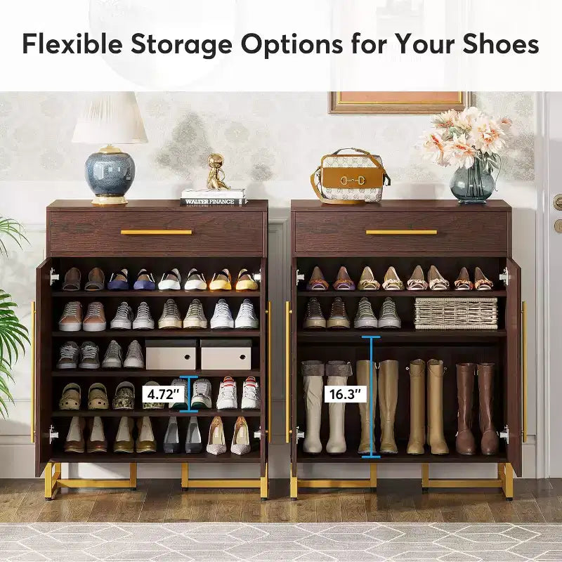 Meuble à chaussures Tribesigns avec portes, étagère à chaussures moderne avec tiroir