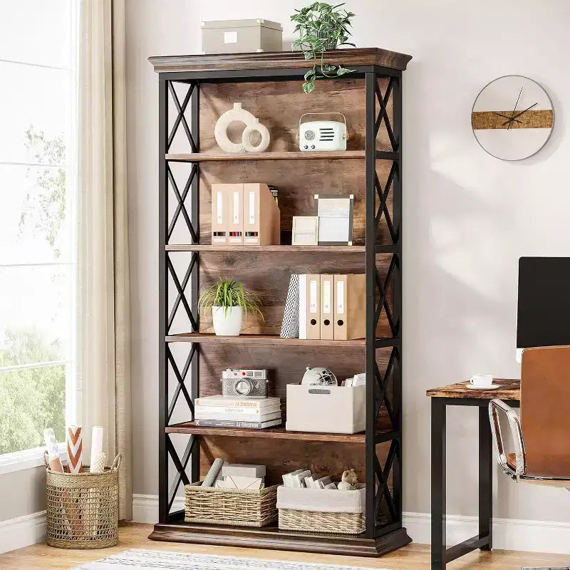 Bibliothèque Tribesign à 6 niveaux de 180 cm, étagère de rangement sur pied