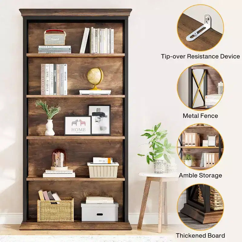 Bibliothèque Tribesign à 6 niveaux de 180 cm, étagère de rangement sur pied