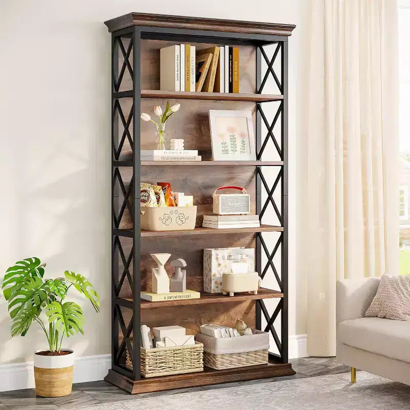 Bibliothèque Tribesign à 6 niveaux de 180 cm, étagère de rangement sur pied