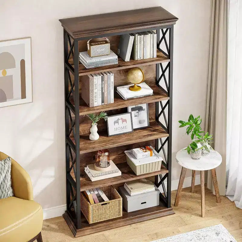 Bibliothèque Tribesign à 6 niveaux de 180 cm, étagère de rangement sur pied
