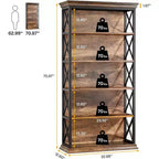 Bibliothèque Tribesign à 6 niveaux de 180 cm, étagère de rangement sur pied