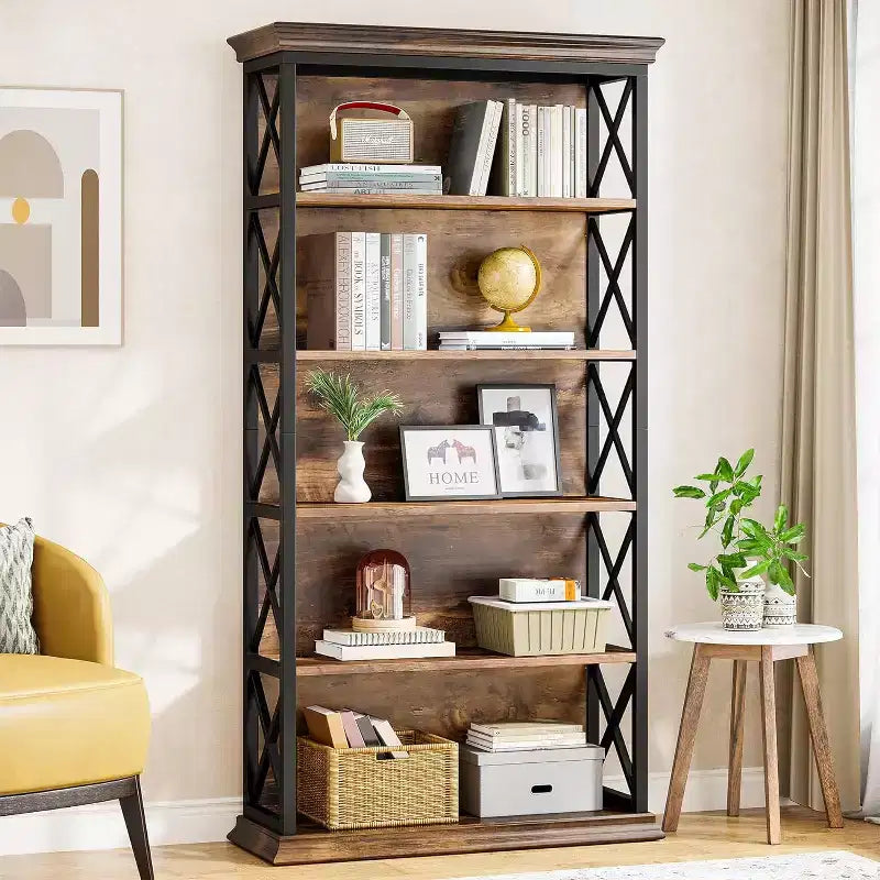 Bibliothèque Tribesign à 6 niveaux de 180 cm, étagère de rangement sur pied