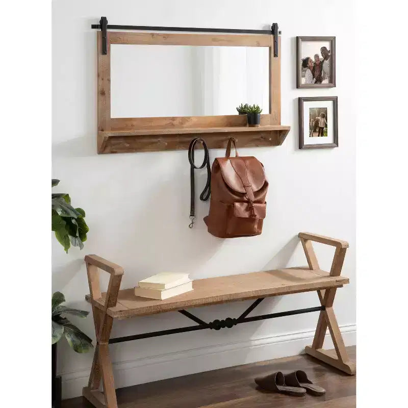 Miroir mural encadré 42 x 27 Cates avec étagère et crochets - Kate & Laurel All Things Decor