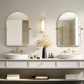 Dovelina Arched Metal Frame Pivot Decorative Wall Mirror with Rounded Corners Frame 36x24(Set of 2)-Gold