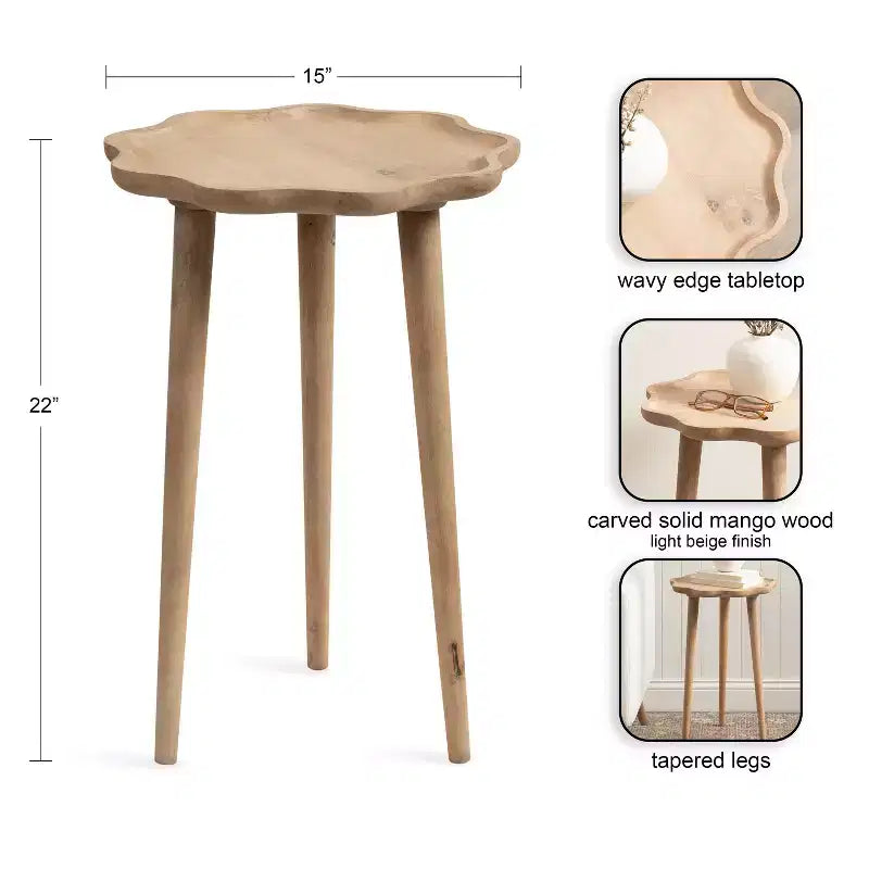 Table d'appoint en bois à bords festonnés Kate and Laurel Alezar