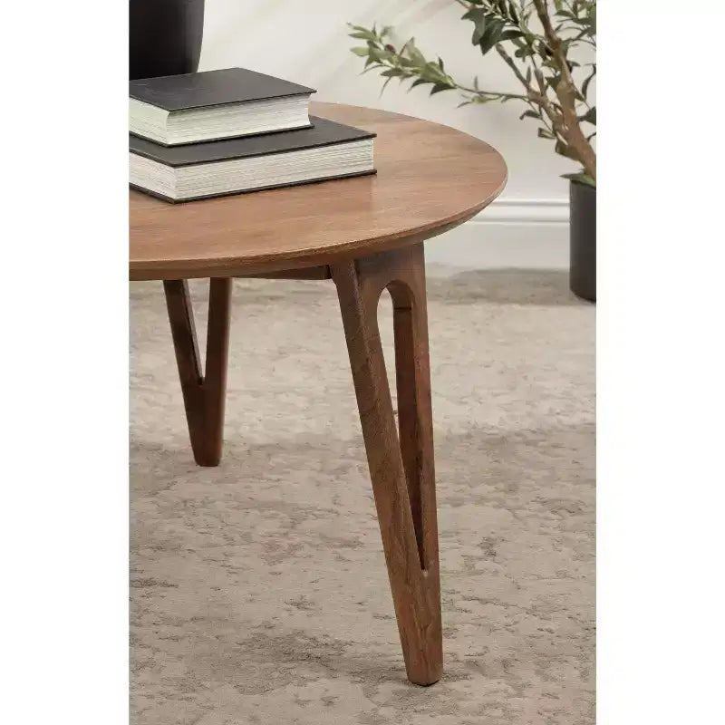 Table basse ronde Kate et Laurel Kershaw, 30x30x19, Noyer Marron
